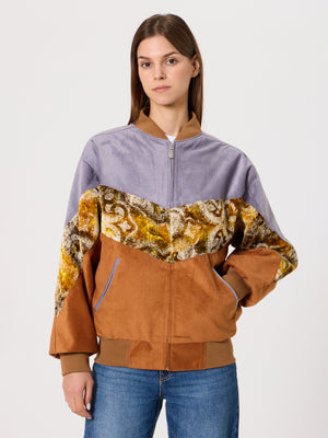 Bomber Grey & Camel Brown Vintage Jacket XS