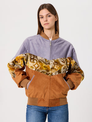 Bomber Grey & Camel Brown Vintage Jacket XS