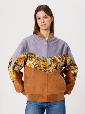 Bomber Grey & Camel Brown Vintage Jacket XS