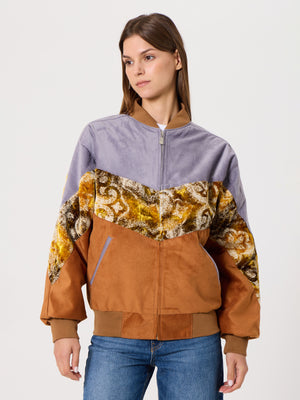 Bomber Grey & Camel Brown Vintage Jacket XS