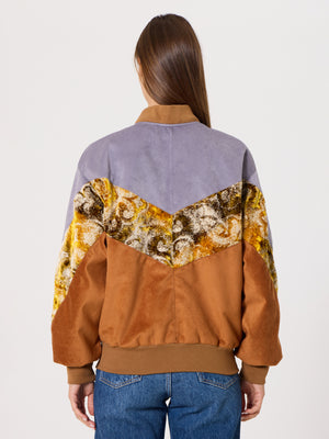 Bomber Grey & Camel Brown Vintage Jacket XS