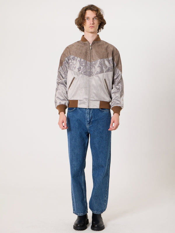 Bomber Light Brown & Grey Vintage Jacket M