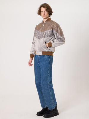 Bomber Light Brown & Grey Vintage Jacket M