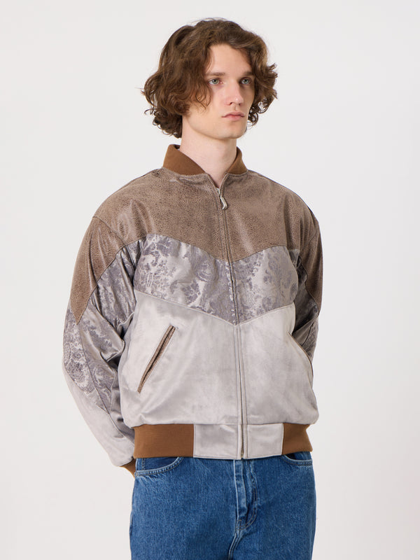 Bomber Light Brown & Grey Vintage Jacket M