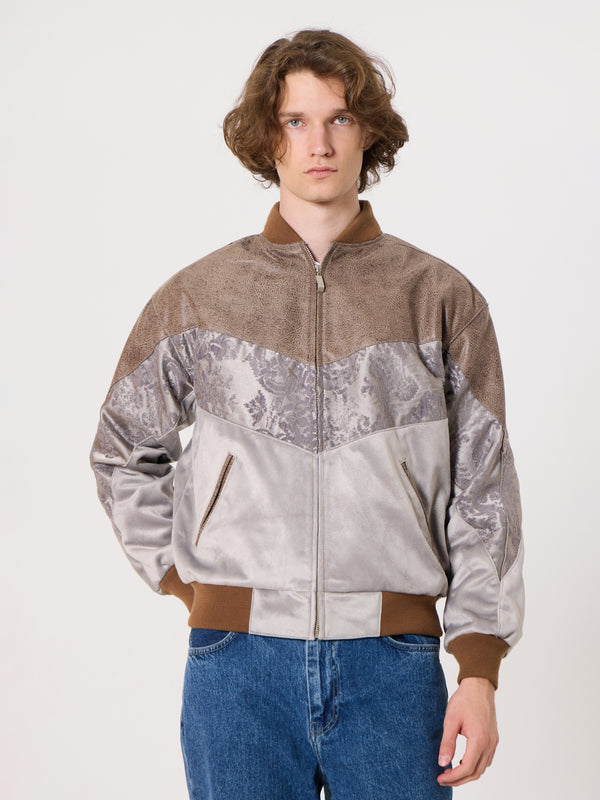 Bomber Light Brown & Grey Vintage Jacket M