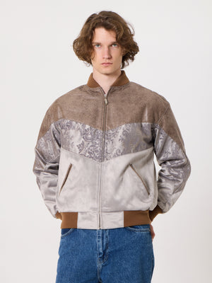 Bomber Light Brown & Grey Vintage Jacket M