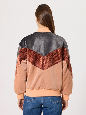 Bomber Dark Grey & Salmon Vintage Jacket XS