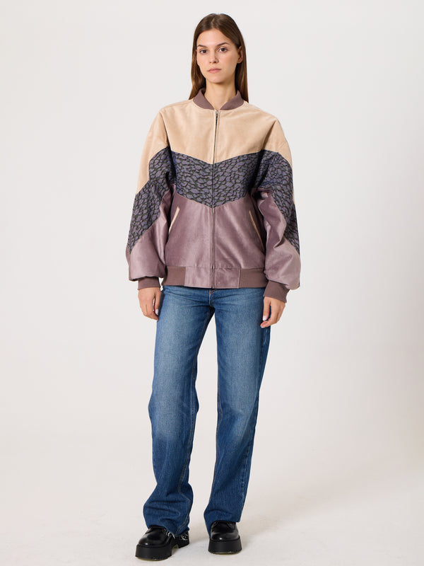 Bomber Cream & Lilac Vintage Jacket S