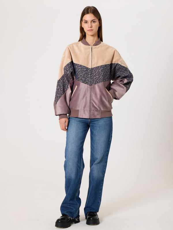 Bomber Cream & Lilac Vintage Jacket S