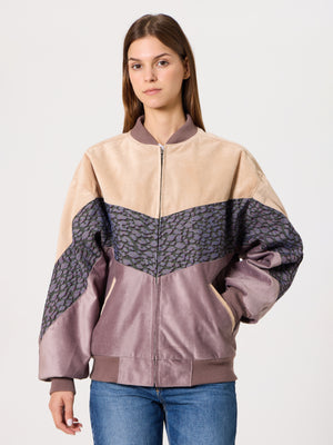 Bomber Cream & Lilac Vintage Jacket S