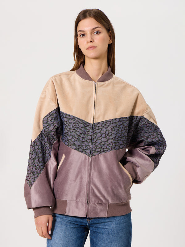Bomber Cream & Lilac Vintage Jacket S