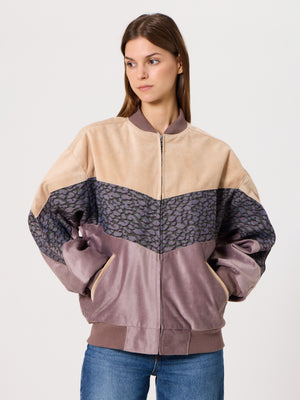 Bomber Cream & Lilac Vintage Jacket S