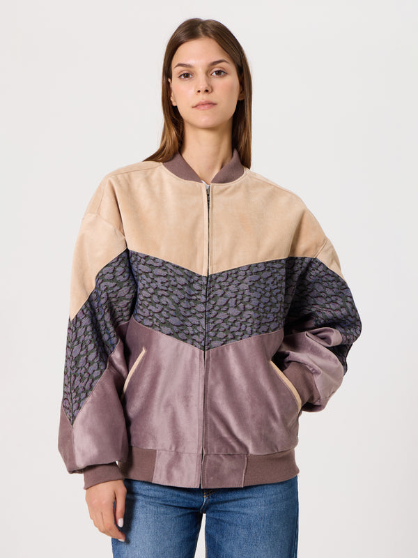 Bomber Cream & Lilac Vintage Jacket S