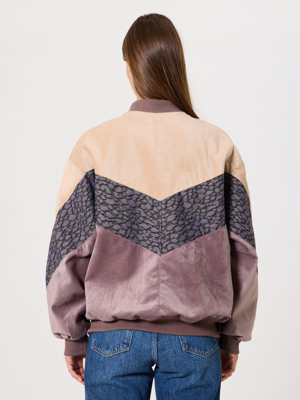 Bomber Cream & Lilac Vintage Jacket S