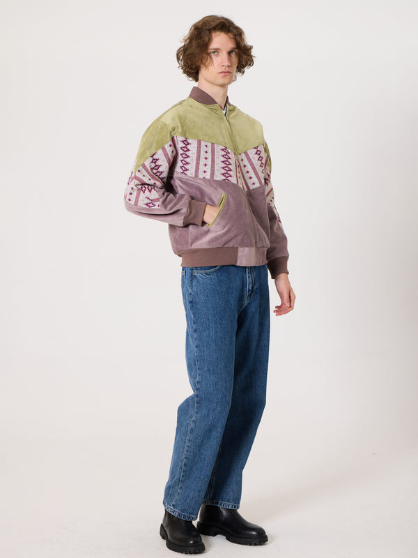 Bomber Light Green & Pink Vintage Jacket M