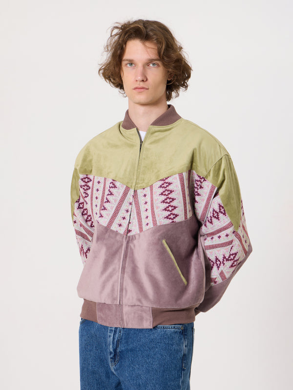 Bomber Light Green & Pink Vintage Jacket M