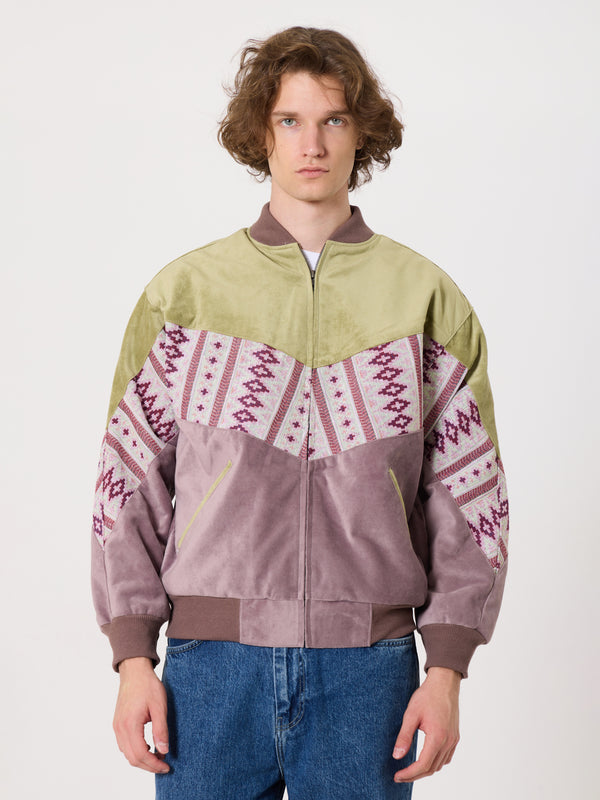 Bomber Light Green & Pink Vintage Jacket M