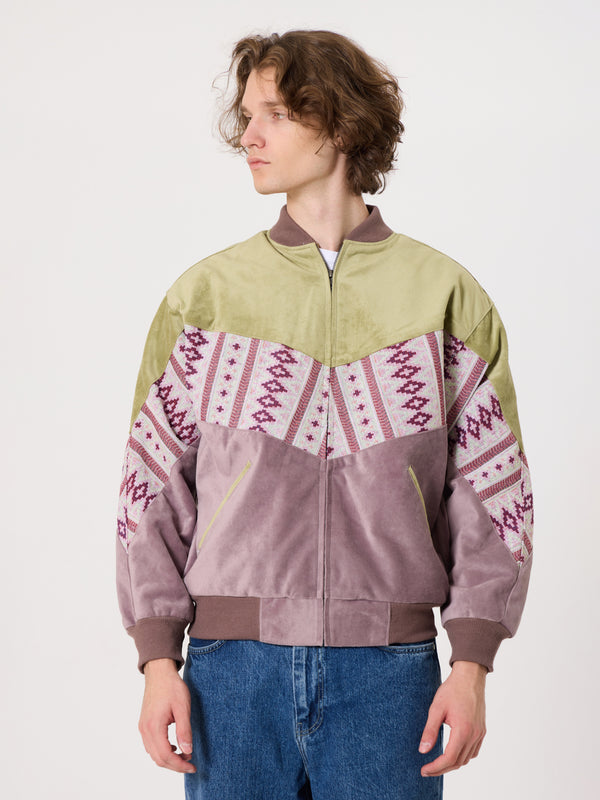 Bomber Light Green & Pink Vintage Jacket M