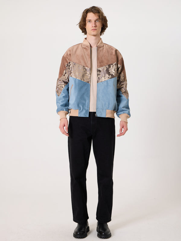 Bomber Soft Brown & Blue Vintage Jacket L