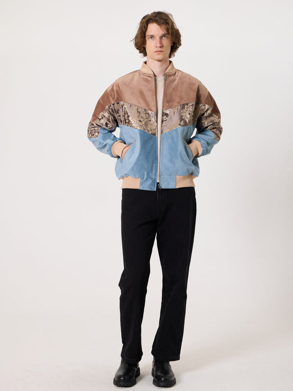 Bomber Soft Brown & Blue Vintage Jacket L