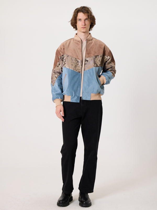Bomber Soft Brown & Blue Vintage Jacket L