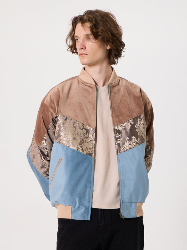 Bomber Soft Brown & Blue Vintage Jacket L