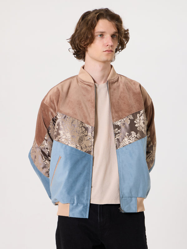 Bomber Soft Brown & Blue Vintage Jacket L