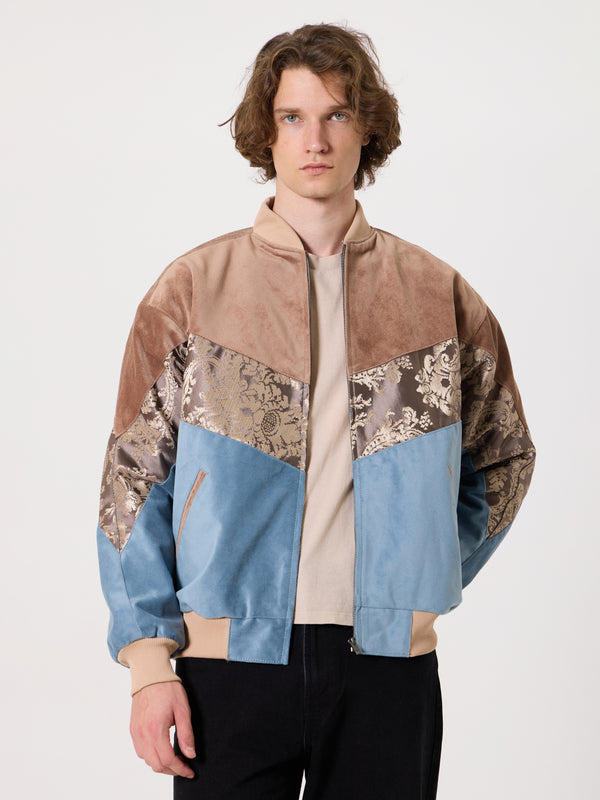 Bomber Soft Brown & Blue Vintage Jacket L