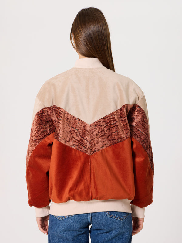 Bomber Soft Cream & Brick Orange Vintage Jacket S