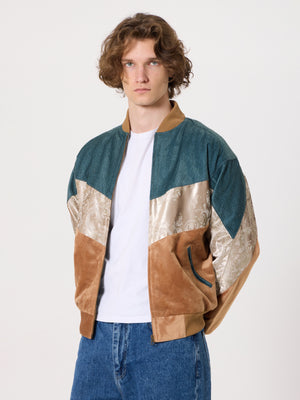Bomber Cyan & Caramel Vintage Jacket S