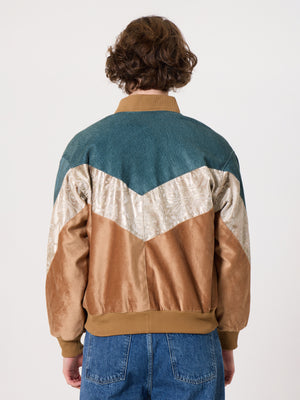 Bomber Cyan & Caramel Vintage Jacket S