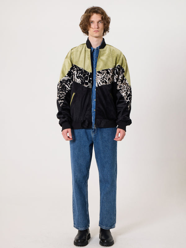 Bomber Light Green & Black Vintage Jacket XXL