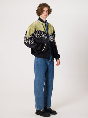 Bomber Light Green & Black Vintage Jacket XXL