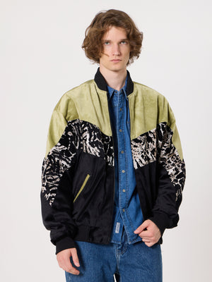 Bomber Light Green & Black Vintage Jacket XXL