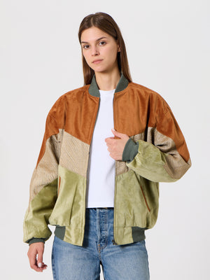 Bomber Brown & Light Green Vintage Jacket S