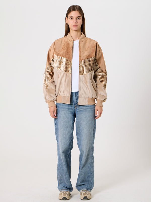 Bomber Caramel & Cream Vintage Jacket S