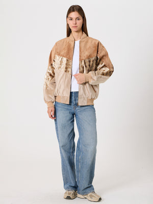 Bomber Caramel & Cream Vintage Jacket S