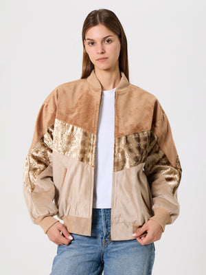 Bomber Caramel & Cream Vintage Jacket S