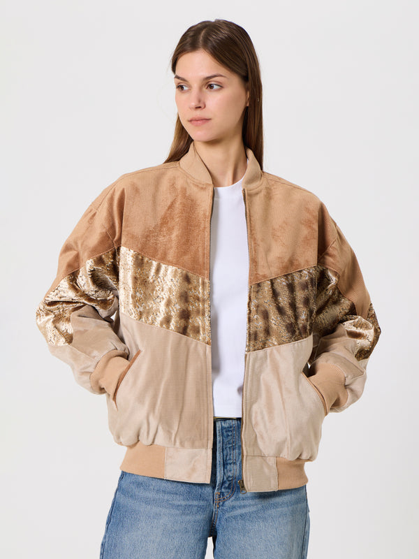 Bomber Caramel & Cream Vintage Jacket S