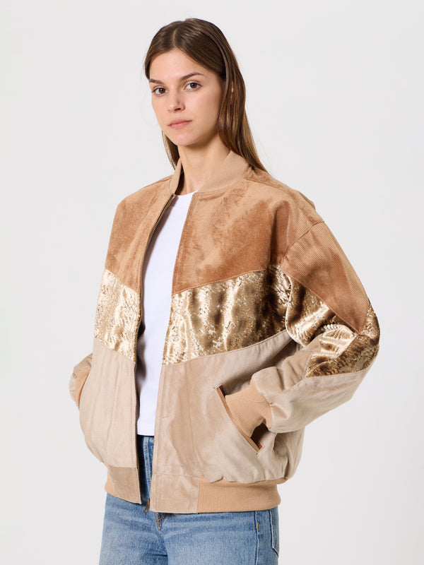 Bomber Caramel & Cream Vintage Jacket S