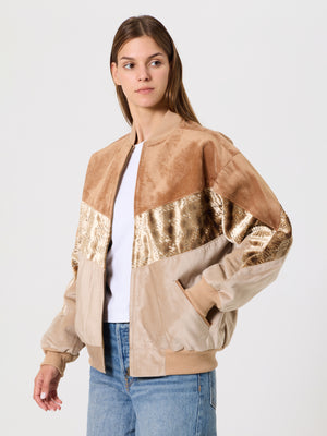 Bomber Caramel & Cream Vintage Jacket S