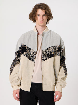 Bomber Light Grey & Cream White Vintage Jacket XXXL