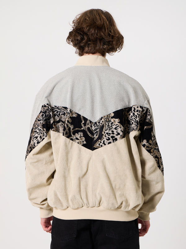 Bomber Light Grey & Cream White Vintage Jacket XXXL