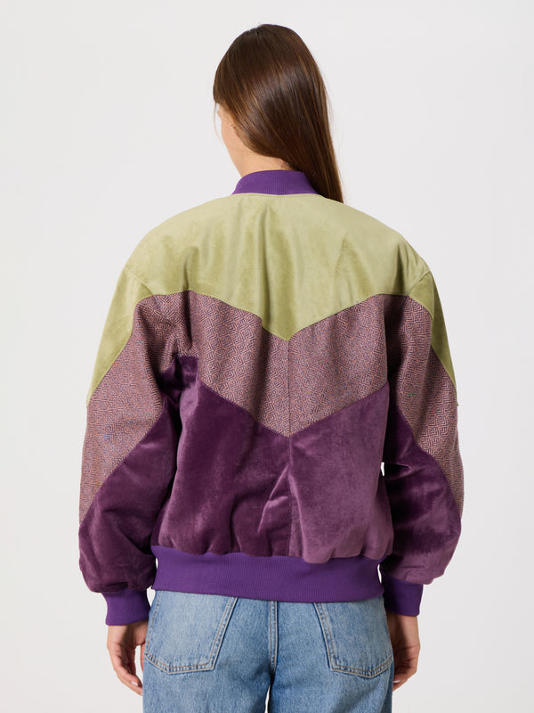 Bomber Light Green & Purple Vintage Jacket XS