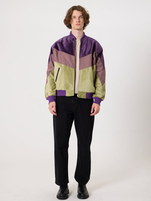 Bomber Purple & Light Green Vintage Jacket L