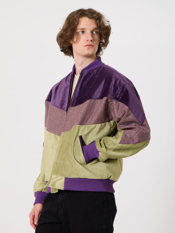 Bomber Purple & Light Green Vintage Jacket L