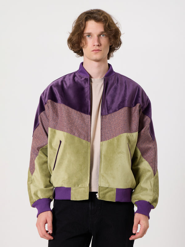 Bomber Purple & Light Green Vintage Jacket L