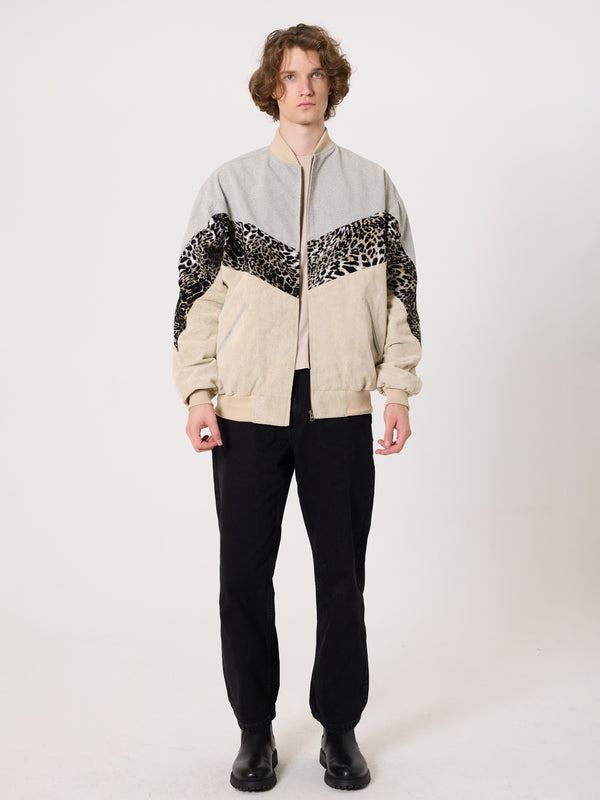 Bomber Light Grey & Ivory Vintage Jacket XXL