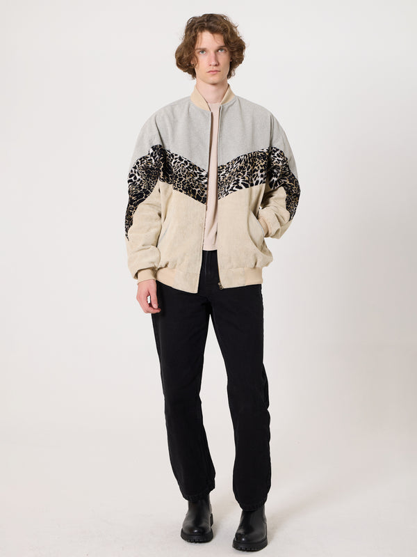 Bomber Light Grey & Ivory Vintage Jacket XXL