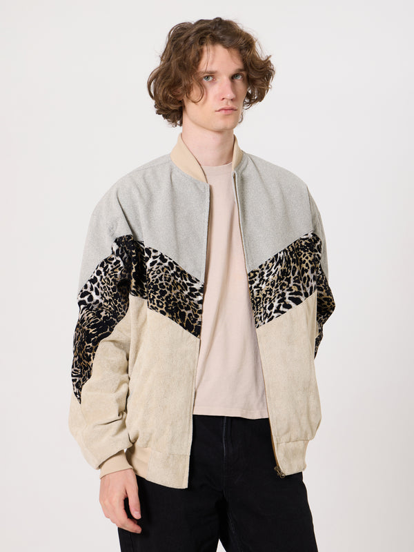 Bomber Light Grey & Ivory Vintage Jacket XXL